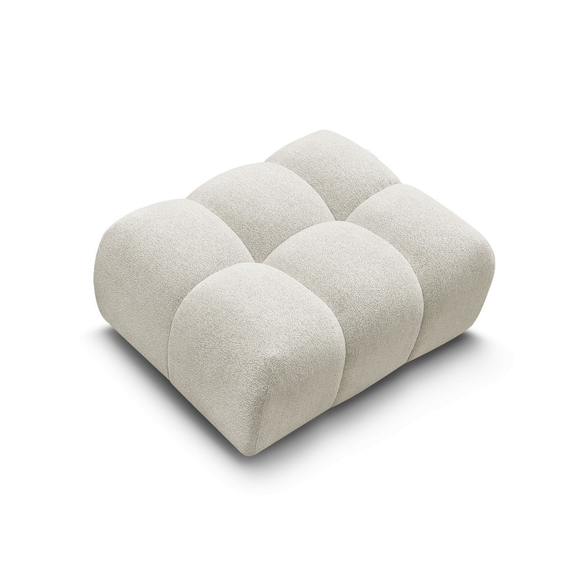 Pouf tissu chiné, MELISSE blanc, BOBOCHIC