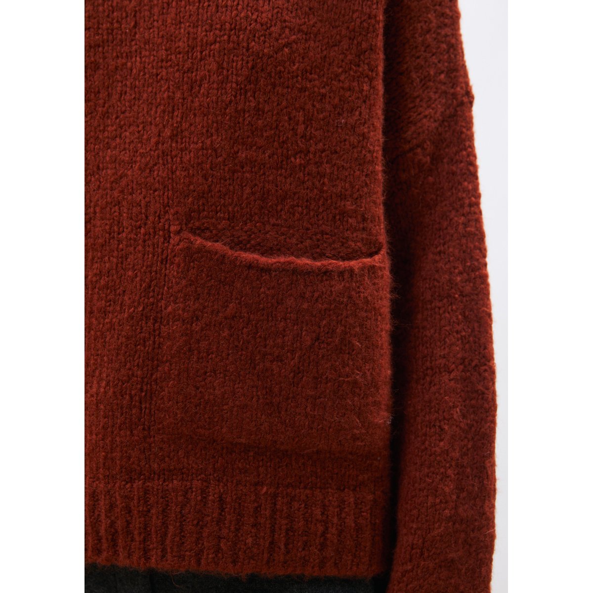 Pull en maille bouclette col montant orange, HUMILITY