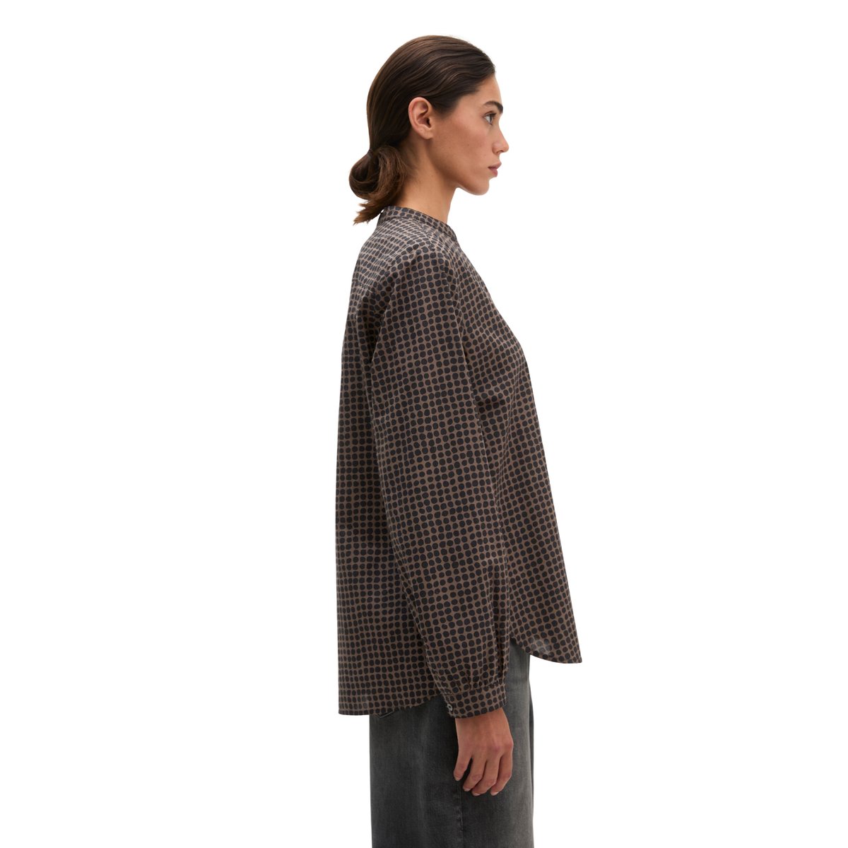 Blouse de style tunique relaxed en popeline Papertouch marron, MARC O'POLO