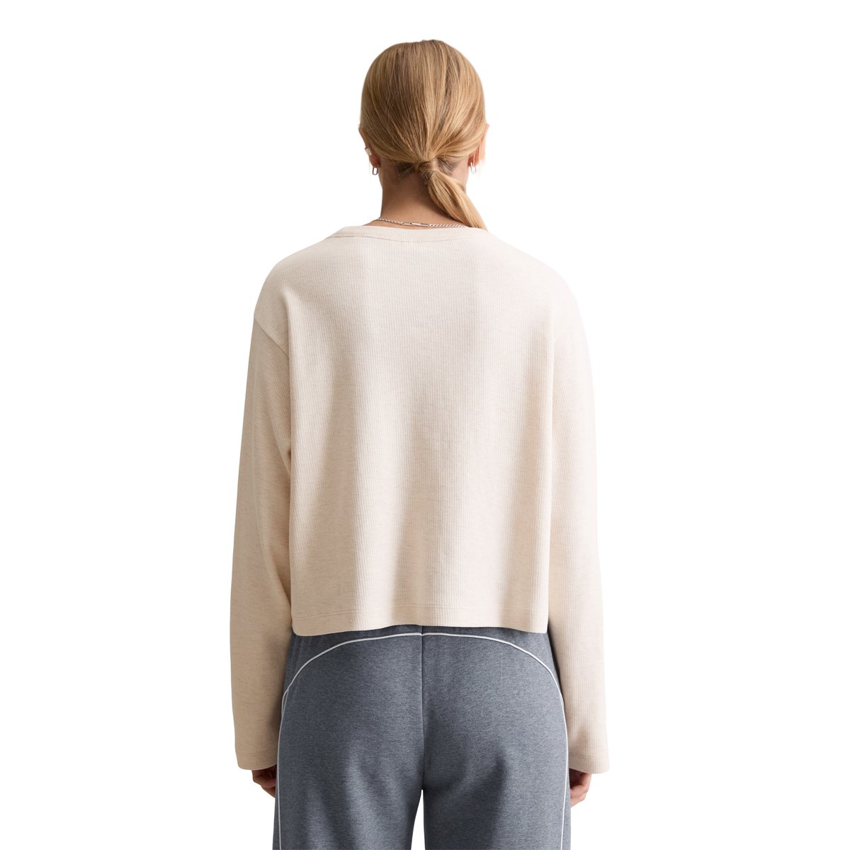 T-shirt long relaxed en jersey lourd blanc naturel, MARC O’POLO DENIM