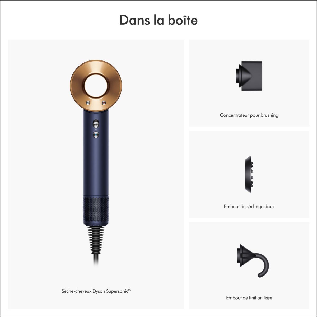 Sèche cheveux Supersonic cheveux raides à ondulés bleu de prusse cuivré couleur unique, DYSON