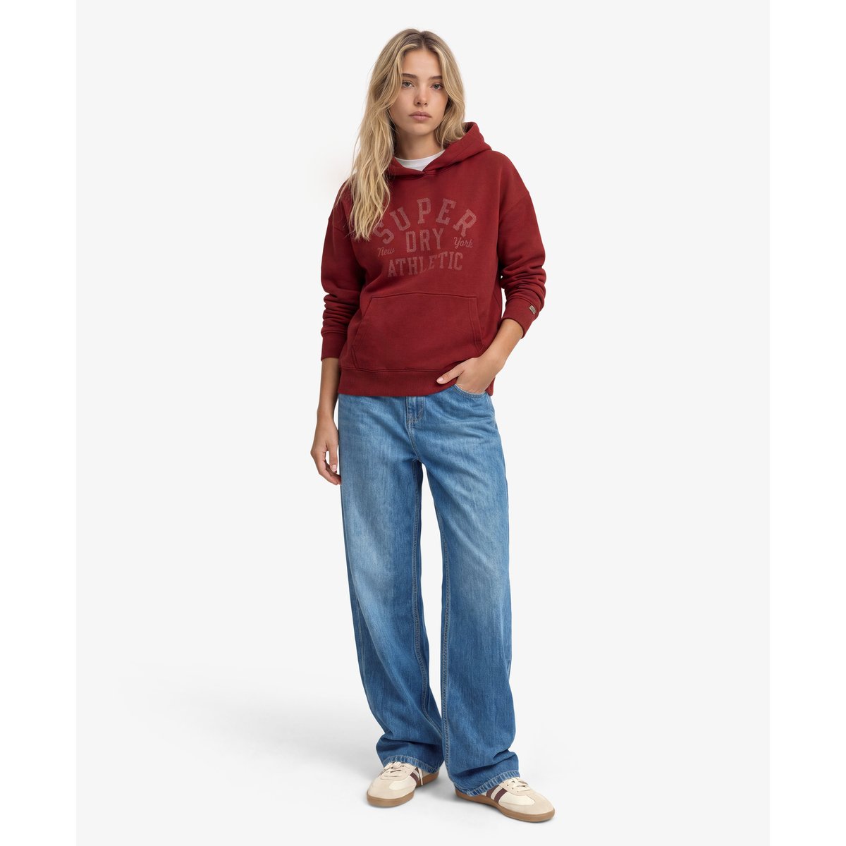 Sweat à capuche Athletic Essentials Décontracté rouge bordeaux, SUPERDRY