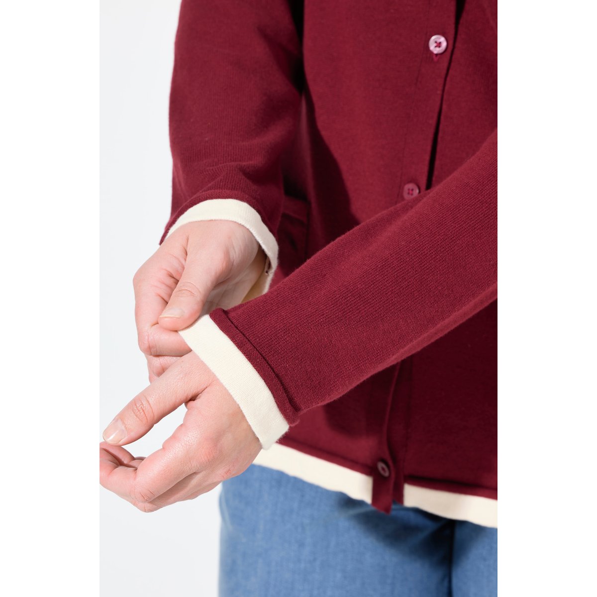 Cardigan en coton bio rouge cerise foncé, ULLA POPKEN