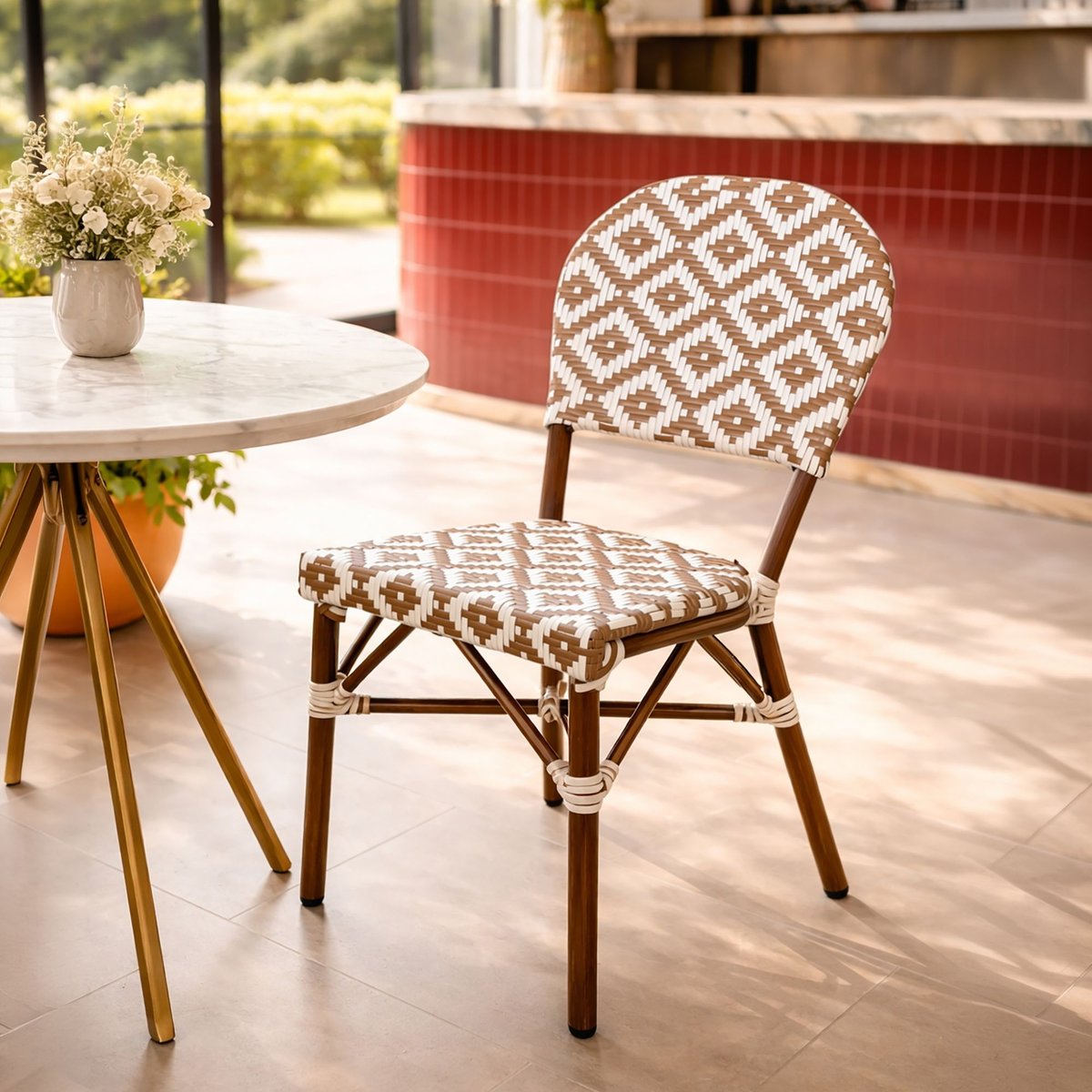 Lot de 2 chaises de table effet rotin naturel, SCALA beige, NOW'S HOME