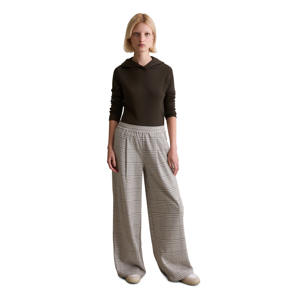 T-shirt long à capuche slim en doux jersey stretch coton bio modal marron foncé, MARC O’POLO DENIM
