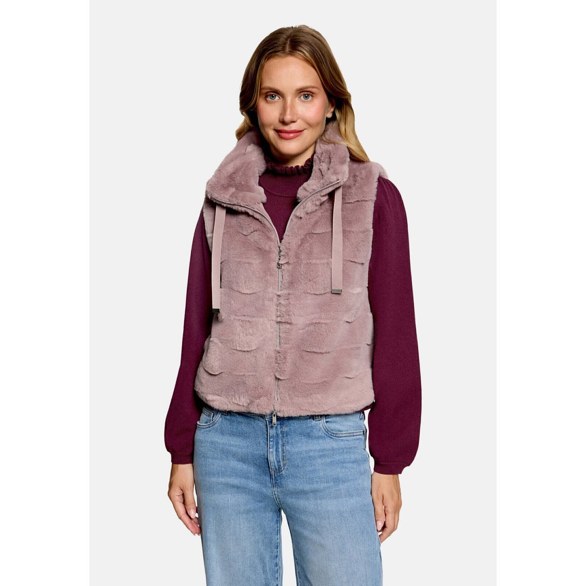 Veste imitation fourrure à poches extérieures light mauve, CARTOON