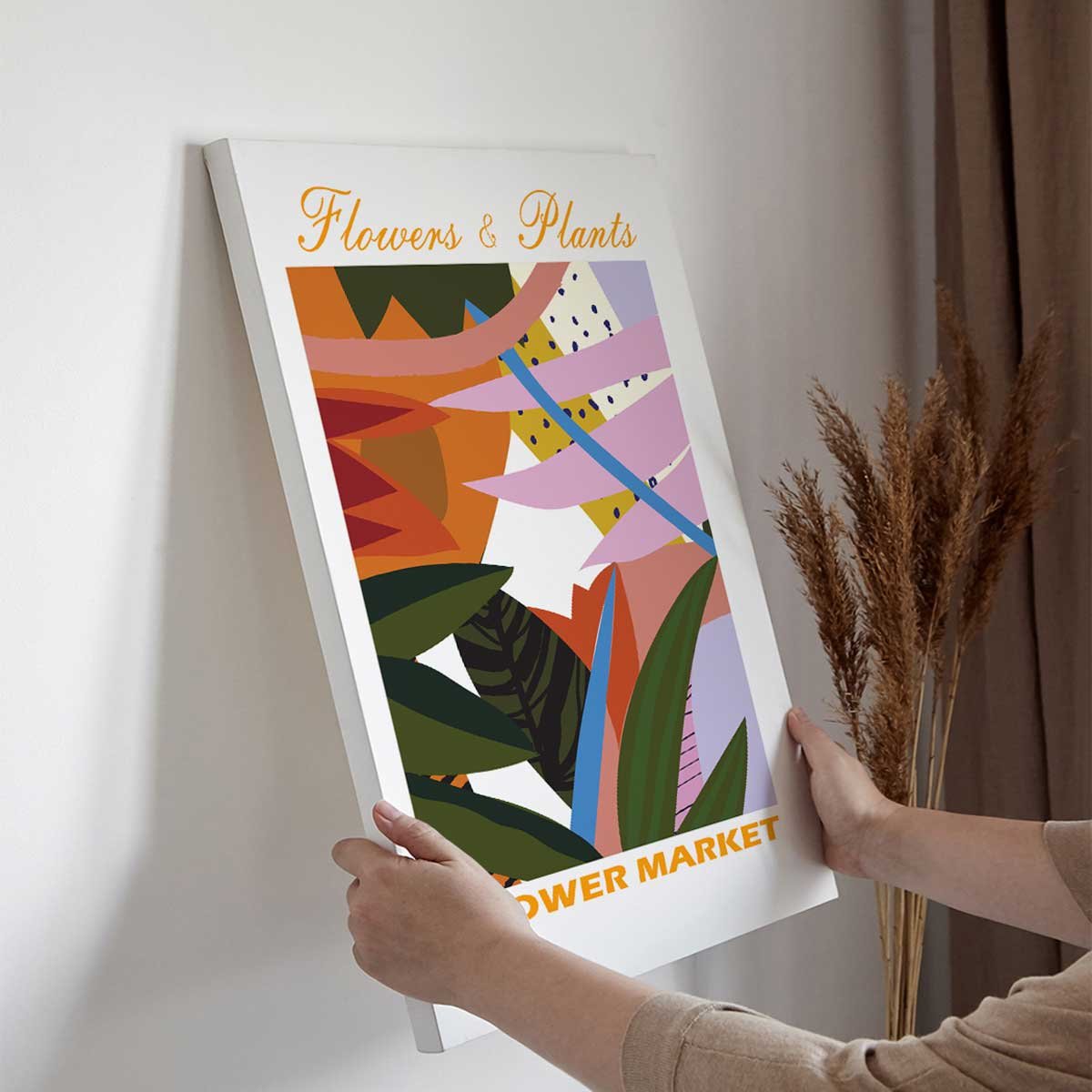 Tableau Flower Market fleurs abstraites colorées toile imprimée, HEXOA