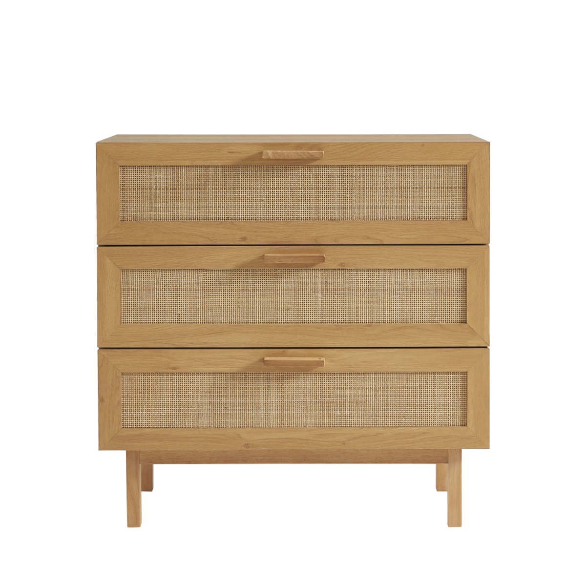 Commode 3 tiroirs en bois et cannage L85cm- JUNE bois clair, DRAWER