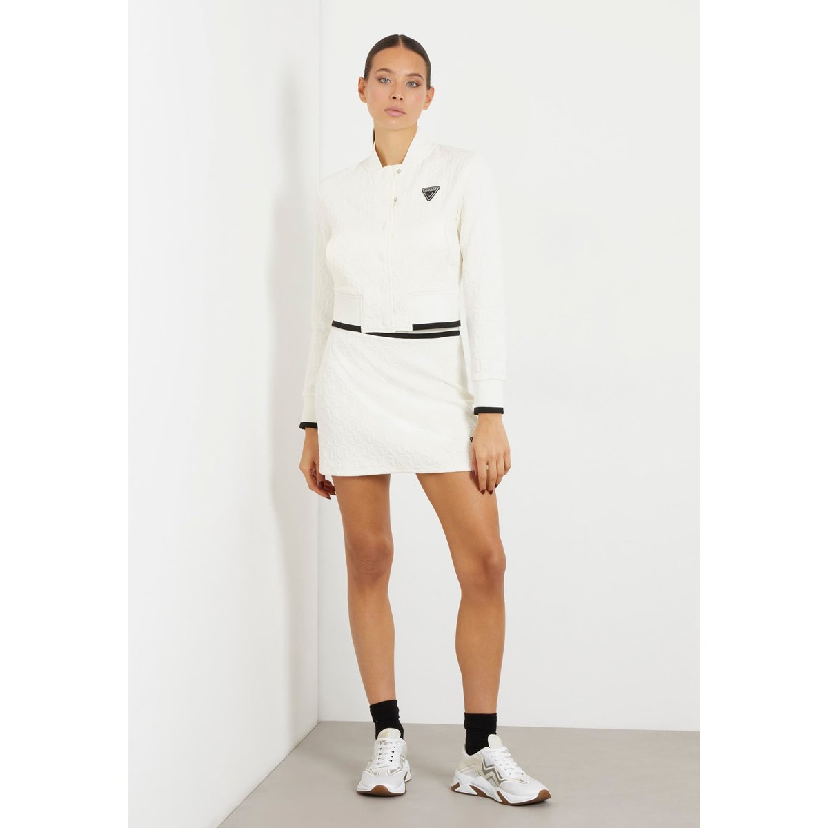 Sweat-Shirt À Logo Embossé blanc, GUESS