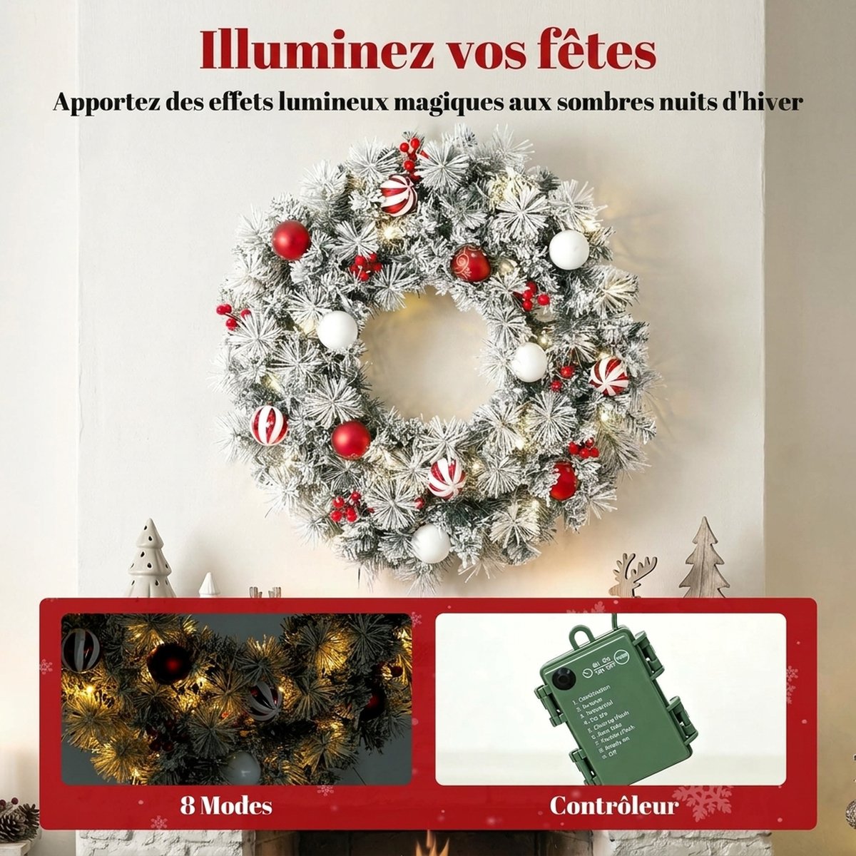 Couronne de Noël PVC Vert vert, HOMCOM