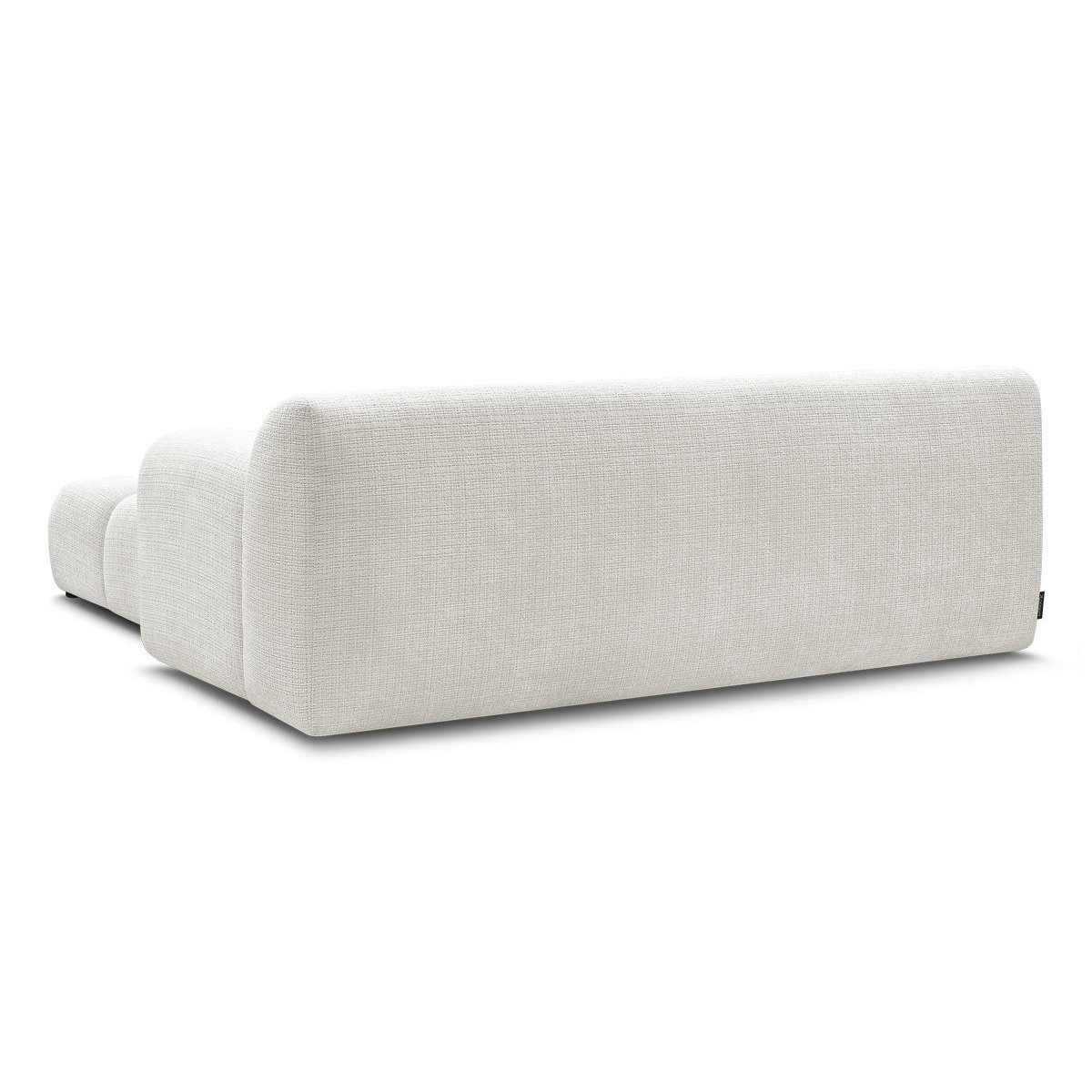 Canapé droit fixe 2 places en tissu texturé avec pouf, MELISSE blanc, BOBOCHIC
