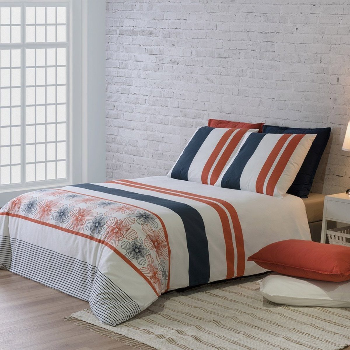 Housse de couette 260x240 Elégance + 2 taies coton 57 fils blanc, DECORATIE