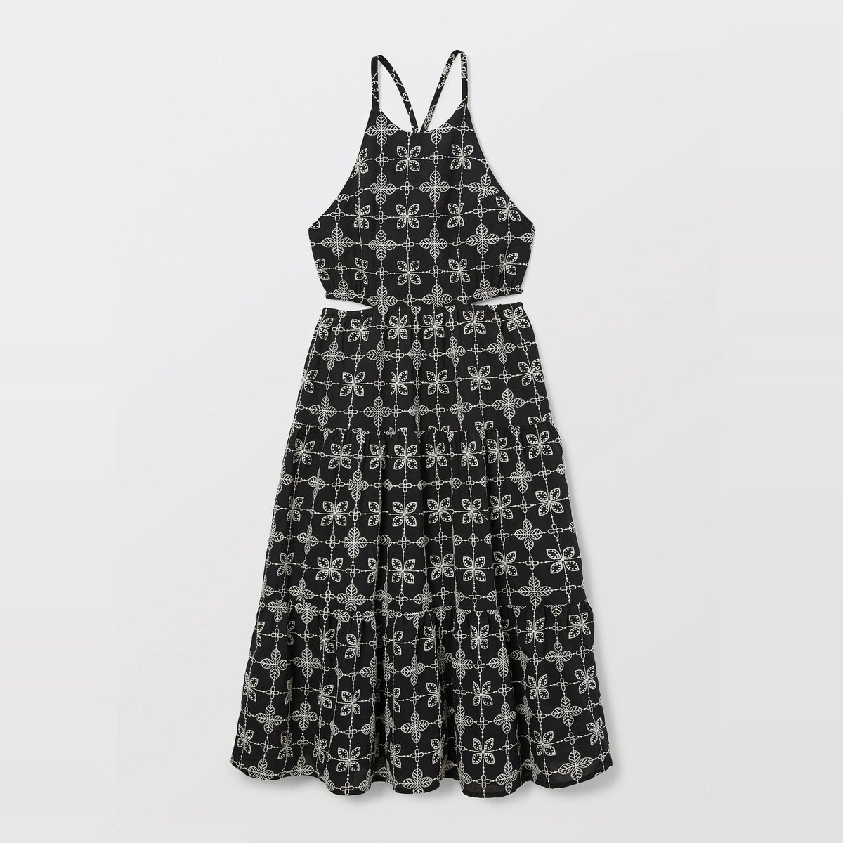 Robe longue unie à bretelles avec découpes à la taille noir, MONOPRIX