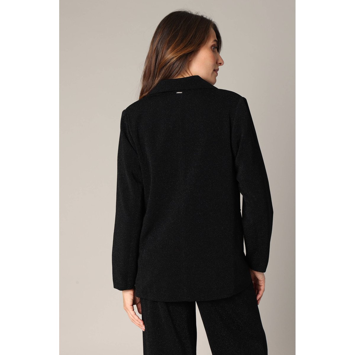 Blazer droit en tissu légèrement pailleté PESTRELLA noir, DEELUXE