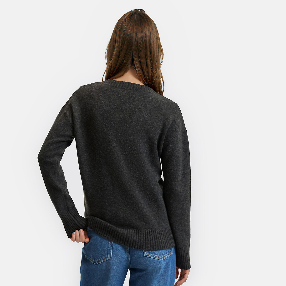 V-Neck Jumper charcoal grey marl, LA REDOUTE COLLECTIONS