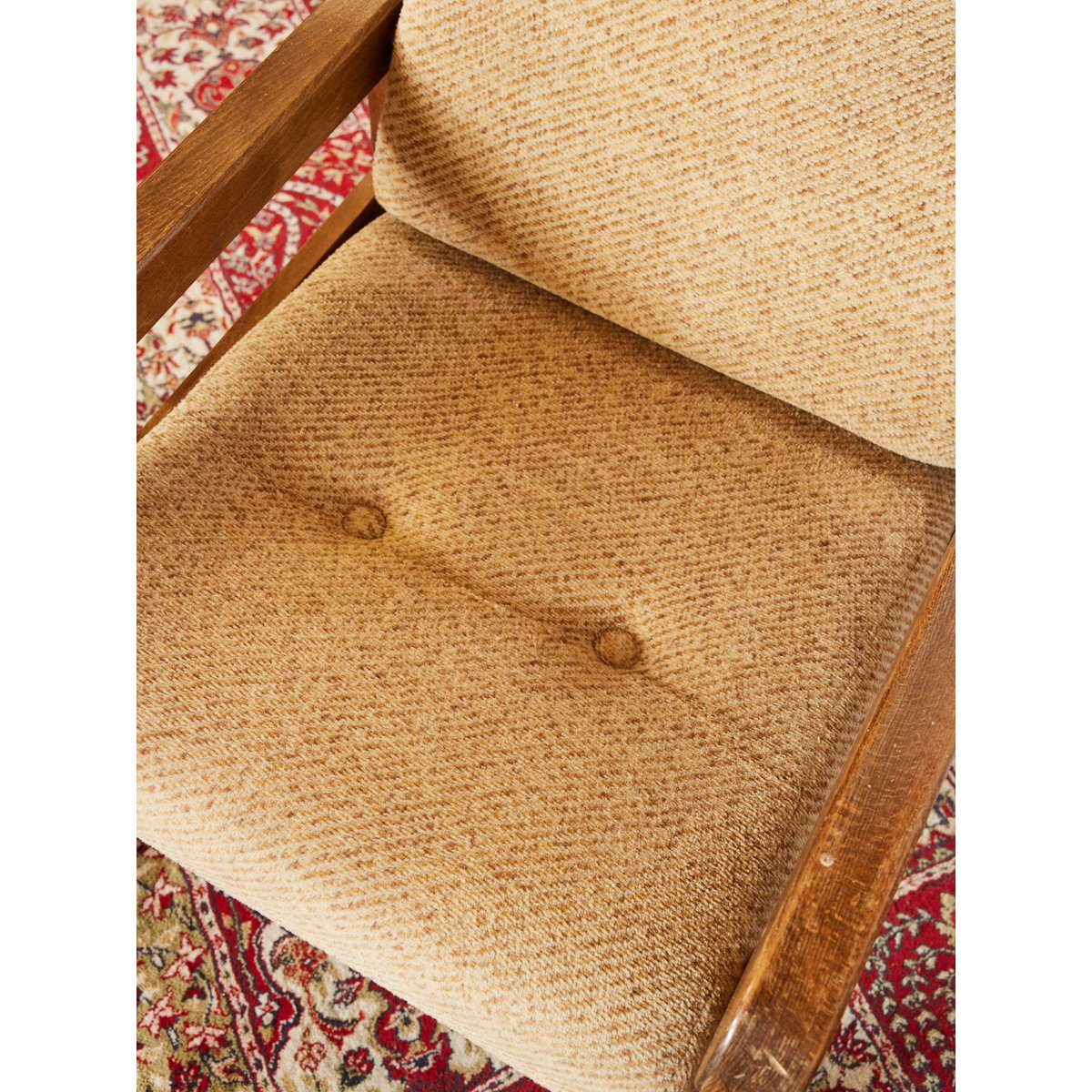 Fauteuil inclinable en bois Ernest N°1102 - Bon état bois foncé, DEBONGOUT