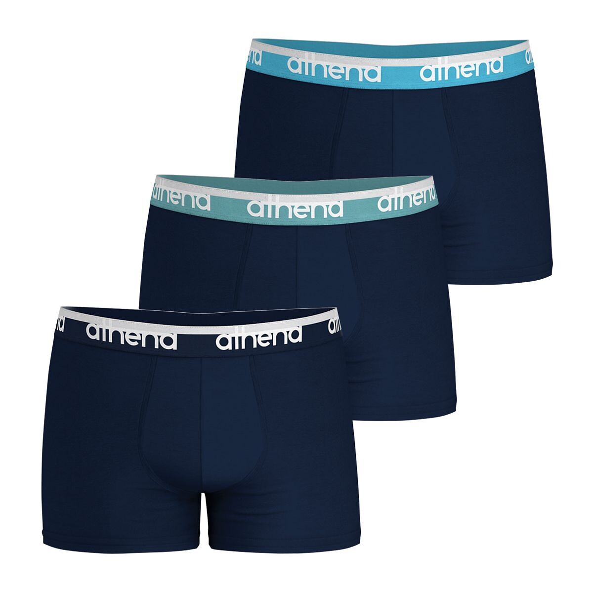 Lot de 3 boxers unis Easy Bio bleu marine, ATHENA