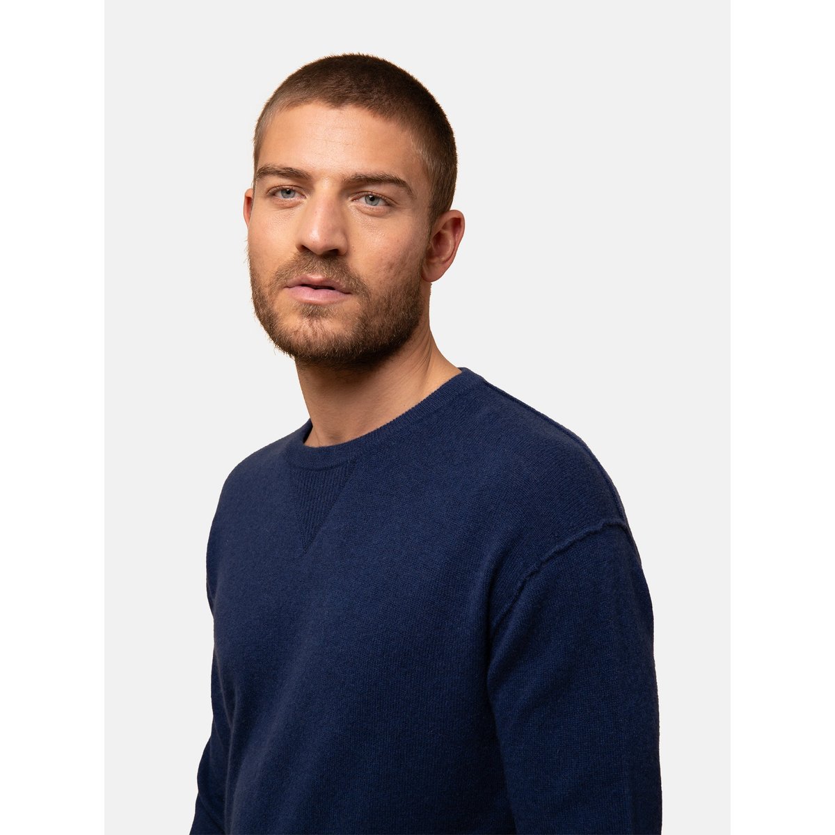 Pull Col Rond Minuit Noe bleu foncé, JUST CASHMERE