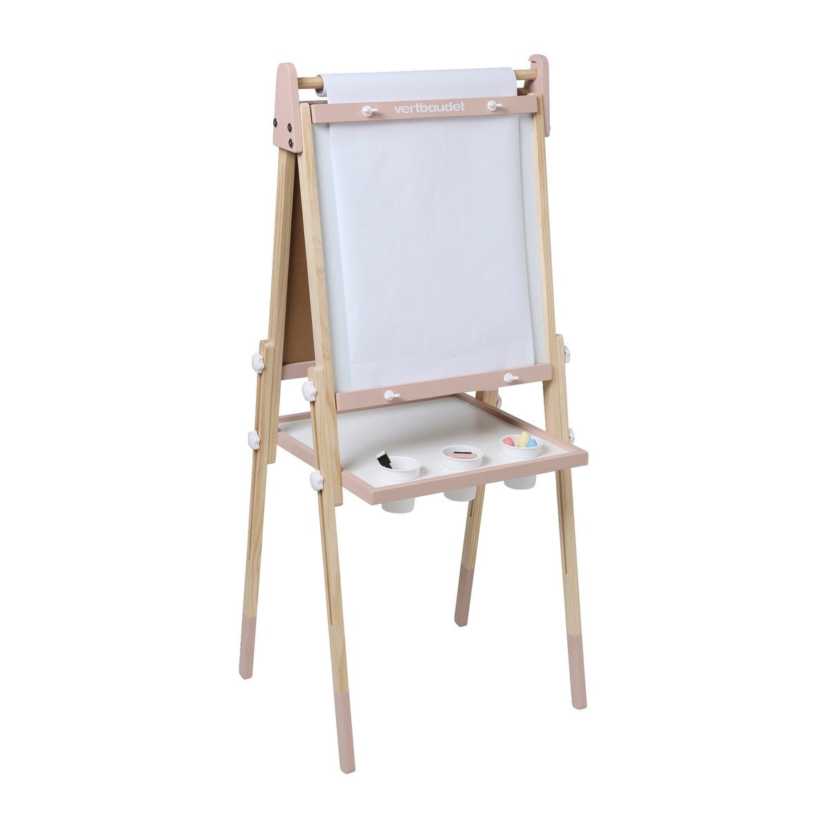 Tableau pliable et réglable en hauteur 3 en 1 rose, VERTBAUDET