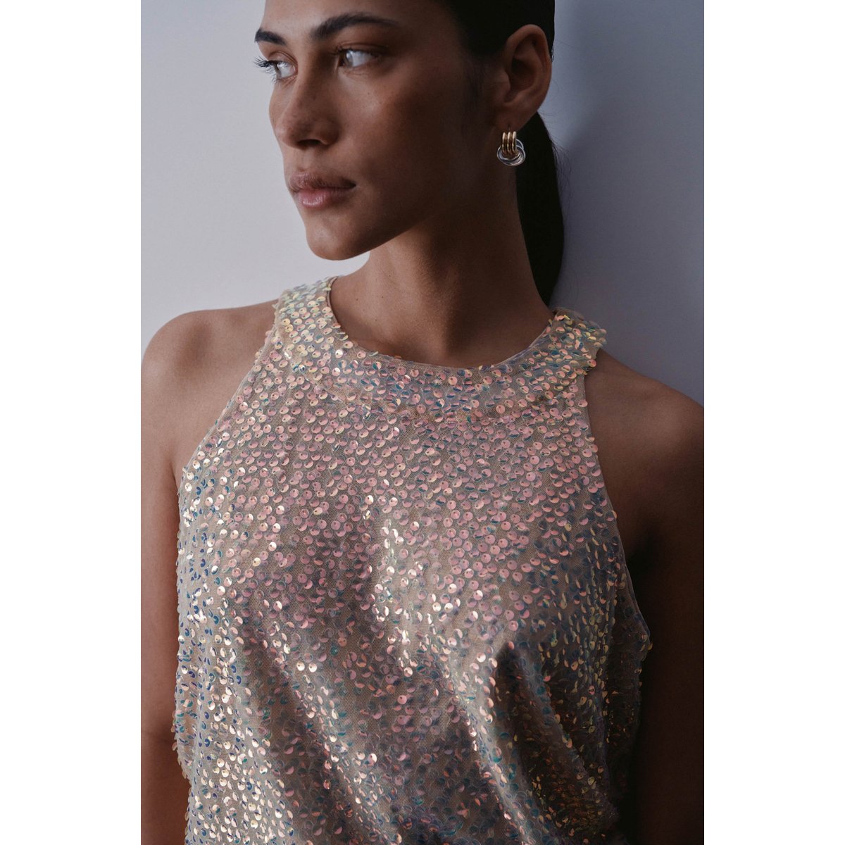 TOP À SEQUINS beige, SALSA JEANS