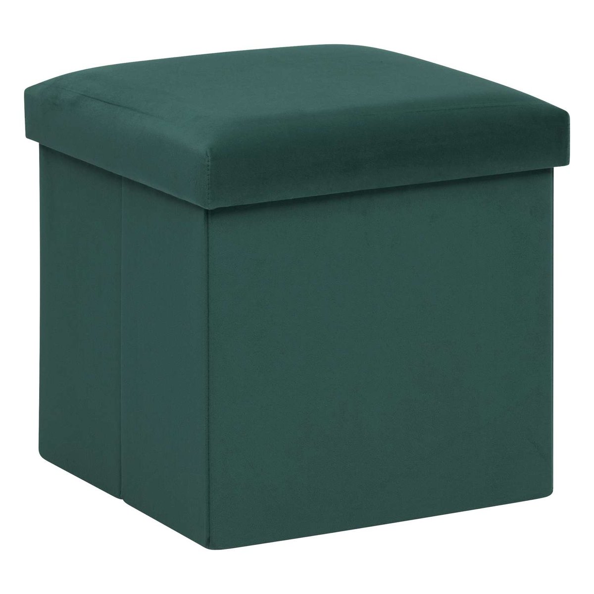 Pouf coffre pliant en velours TESS vert, ATMOSPHERA