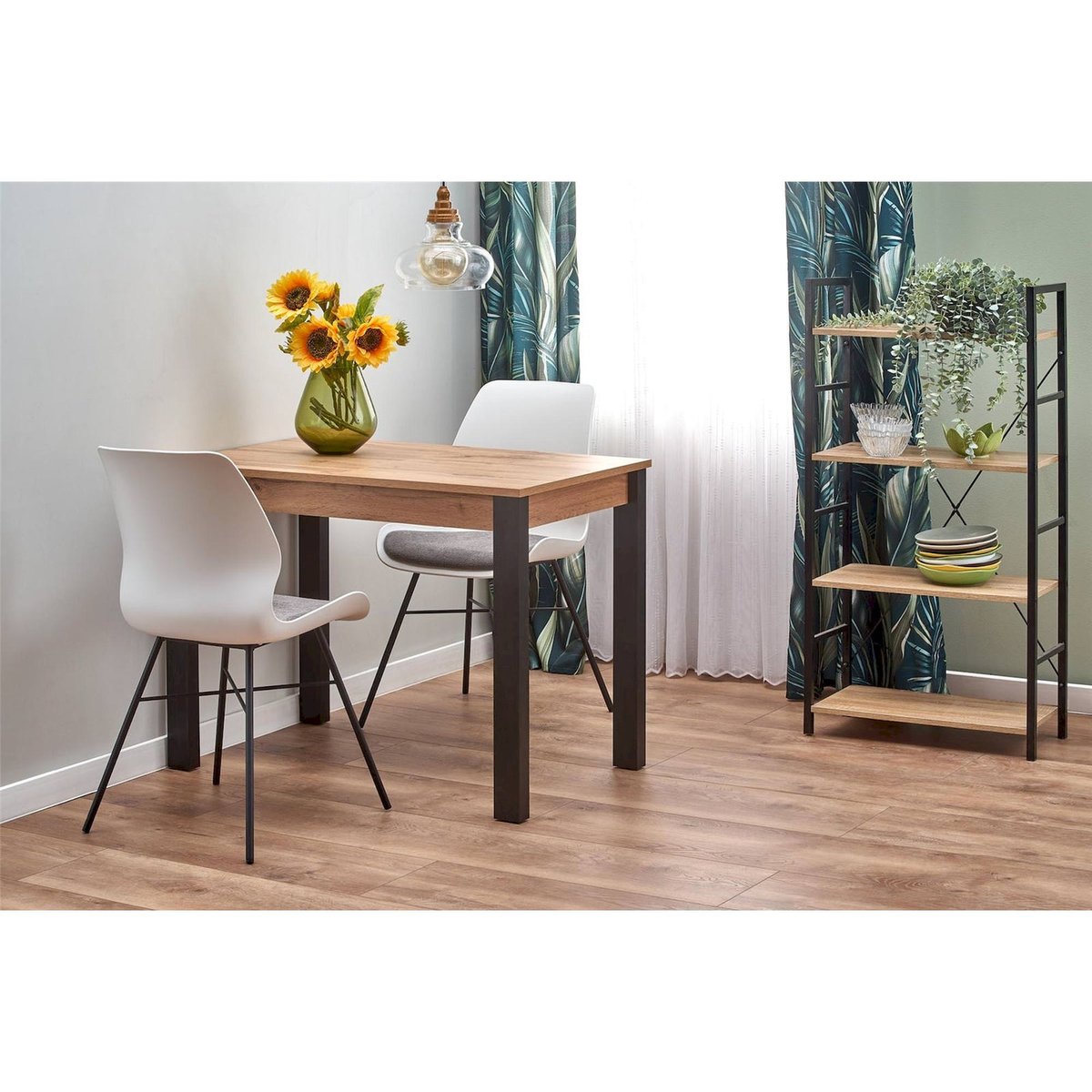 Table extensible style industriel LOREZ chêne wotan et noir, RECOLLECTION