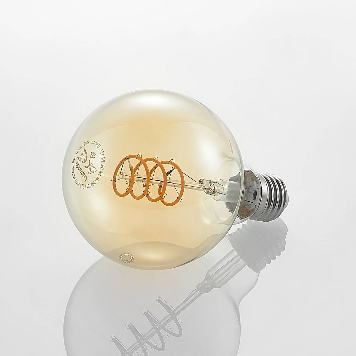 Ampoule E27 en verreLED, E27 G95 LED 4W ambre, LUCANDE