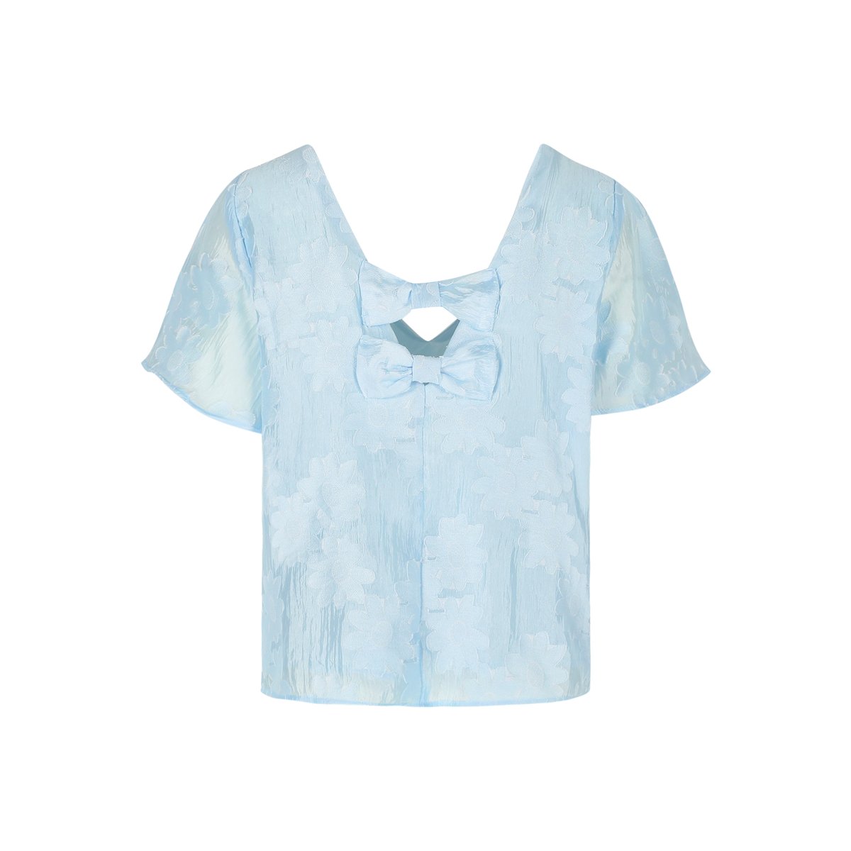 Top brodé dos noué bleu pastel, LOLALIZA
