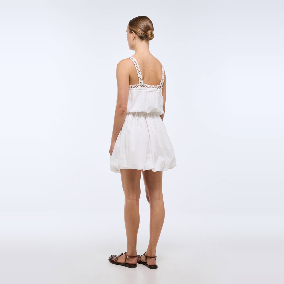 Robe courte cintrée unie en coton BIO GOTS blanc, MONOPRIX