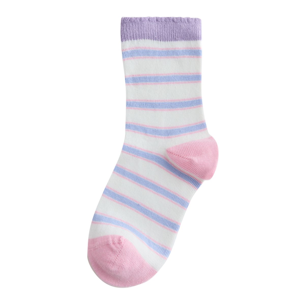 Socquettes en coton à rayures/pois, 7 paires rose et violet, NEXT