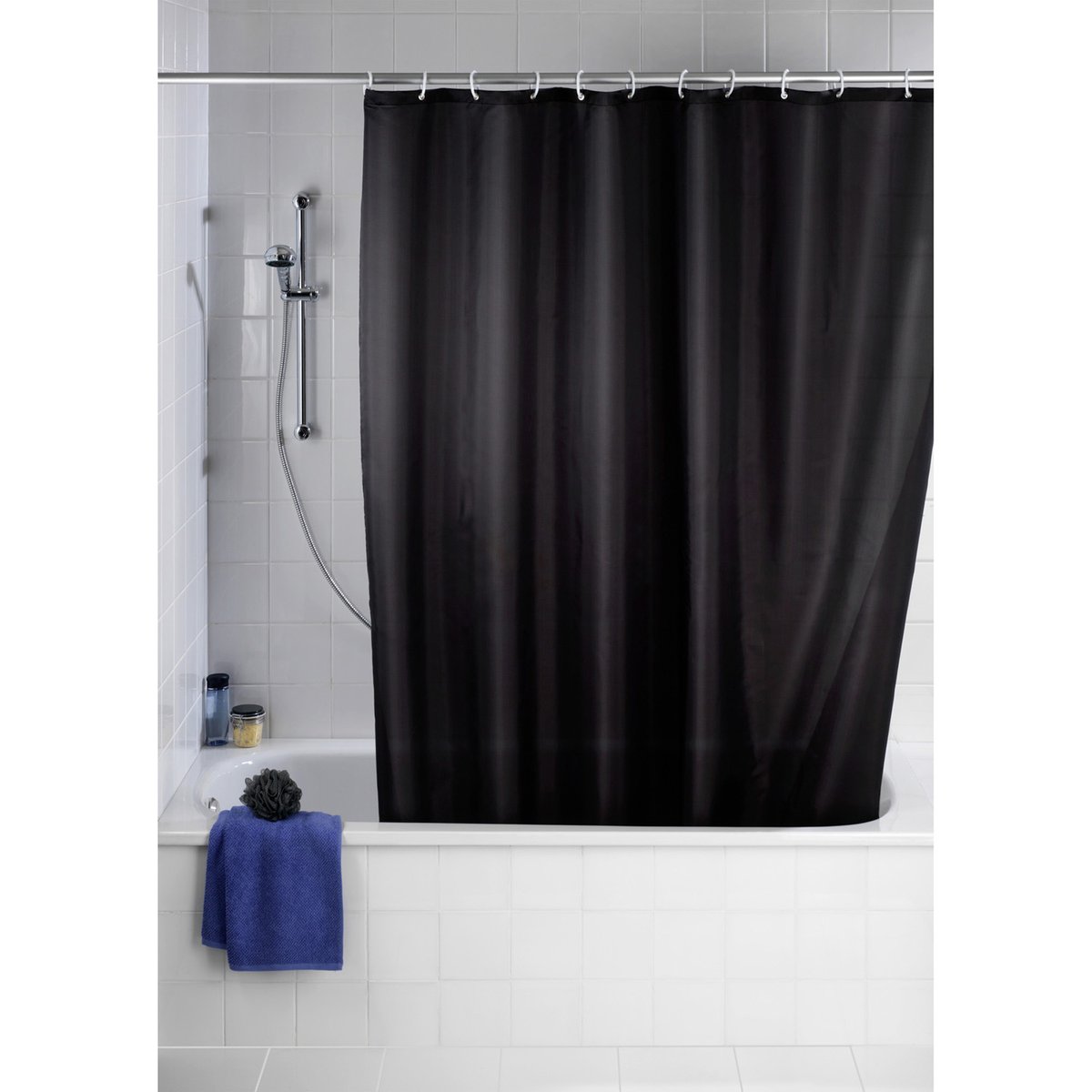 Rideau de douche uni anti-moisissure PLAIN noir, WENKO