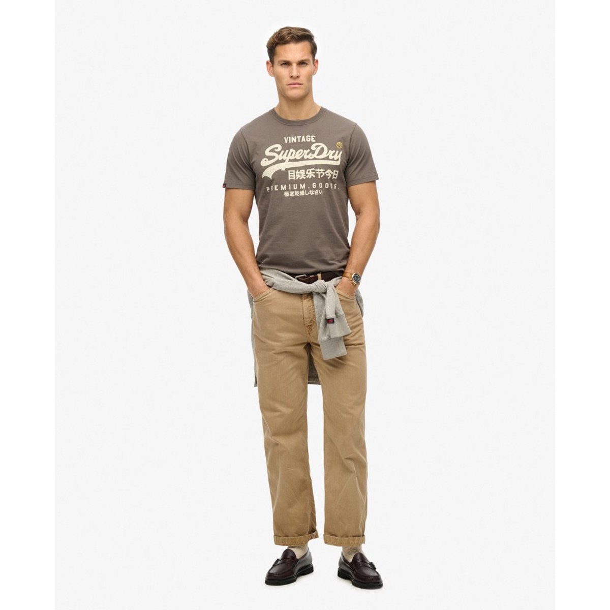 T-shirt décontracté Vintage Logo Workwear noir vintage, SUPERDRY