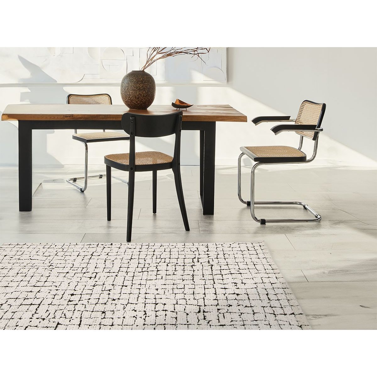 Tapis poils poils courts style contemporain, NEBULIA beige, BOBOCHIC