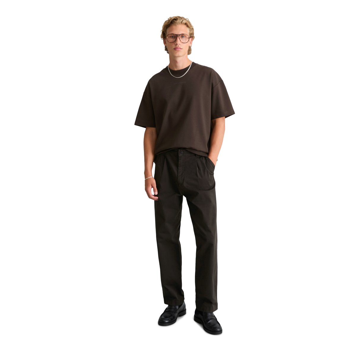T-shirt ample en jersey interlock épais marron foncé, MARC O’POLO DENIM