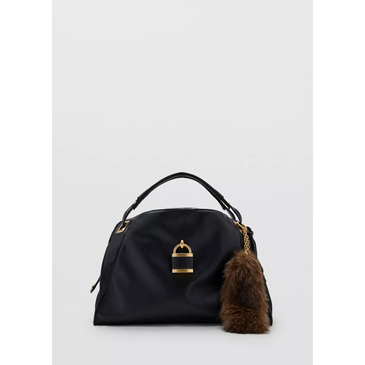 Sac cabas avec détail cadenas noir, MANGO