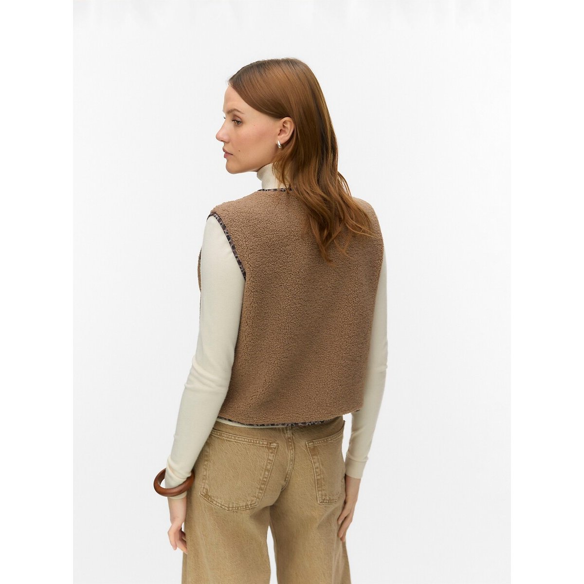 Gilet sans manches en sherpa camel, VERO MODA