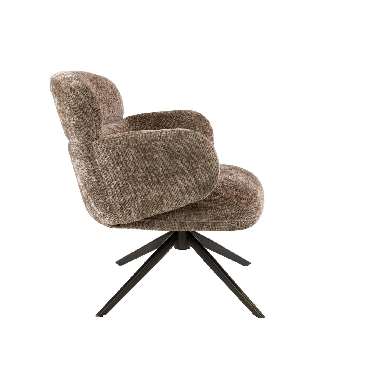 Fauteuil pivotant en tissu, retour automatique CREEK brun, PIER IMPORT