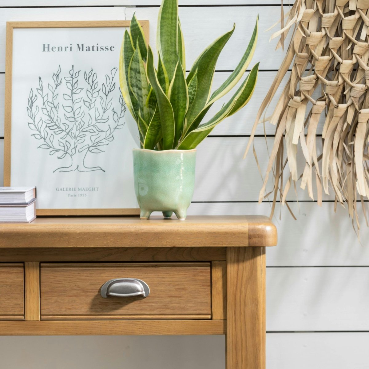 Console d'entrée 2 tiroirs en bois de chêne VALMONT bois naturel, PIER IMPORT