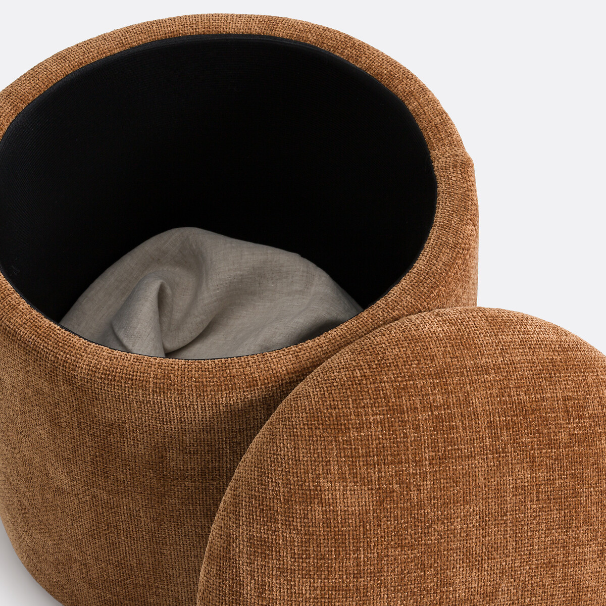 Pouf avec coffre en tissu texturé, Timour bronze, LA REDOUTE INTERIEURS