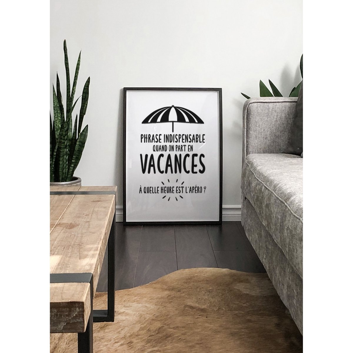 Affiche 'Phrase Vacances' blanc, L'AFFICHERIE
