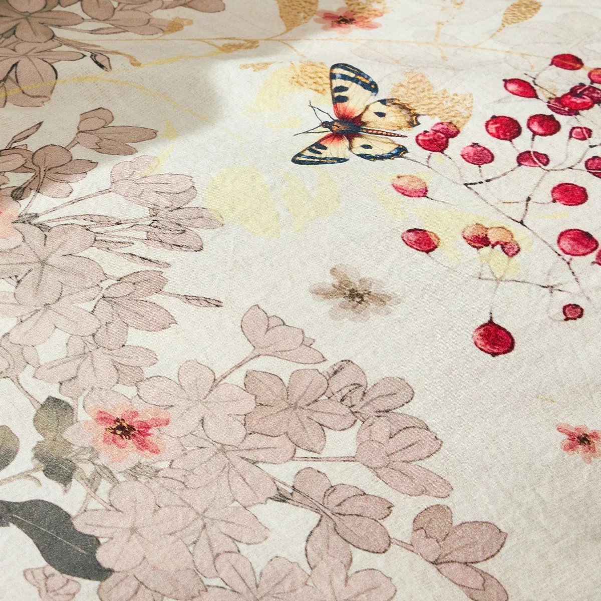 Lot h.couette +taies percale de coton lavé VINTAGE FLOWERS cranberry, GARNIER THIEBAUT