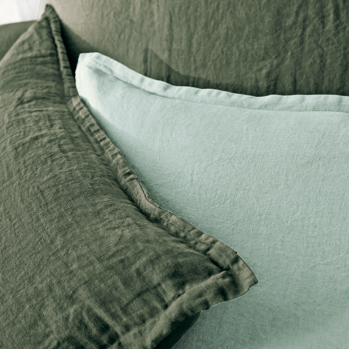 Housse de couette en lin lavé, base boutonnée, LINOT romarin, LA REDOUTE INTERIEURS