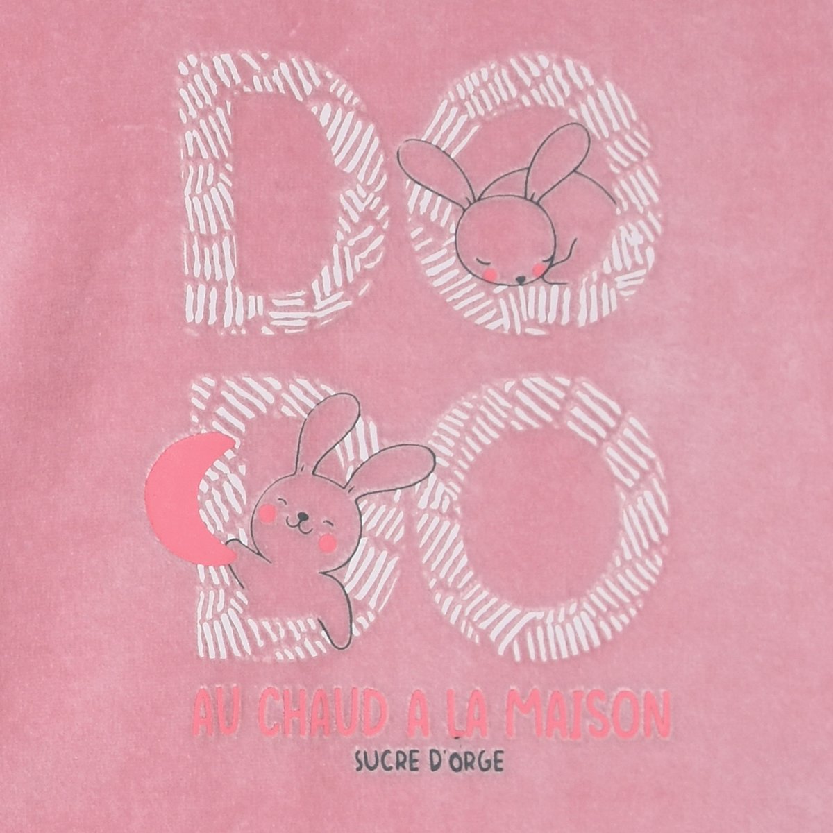Dors bien rosetta velours rase pont dos bebe rose, SUCRE D'ORGE