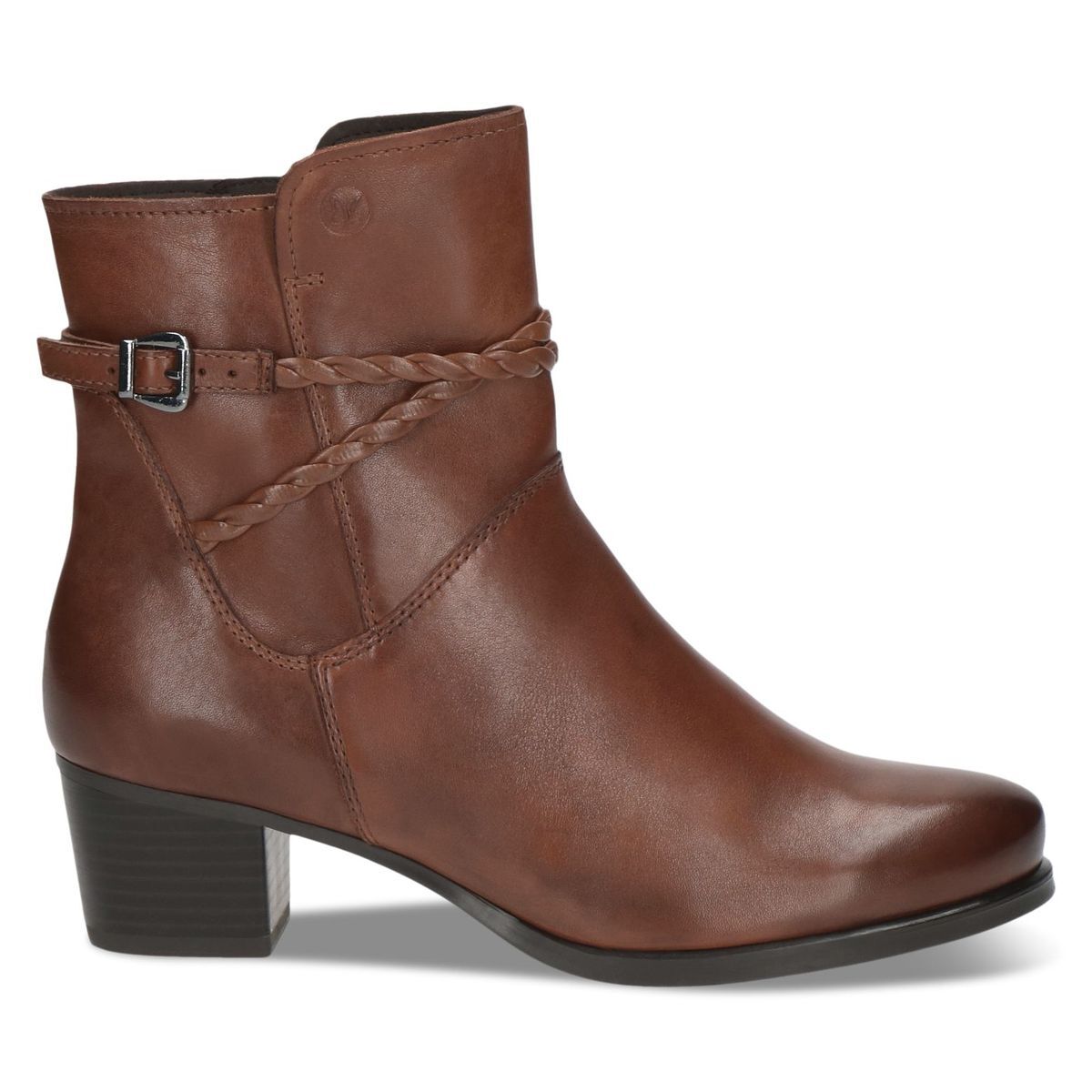 Bottine talon bloc marron mocca combiné, CAPRICE