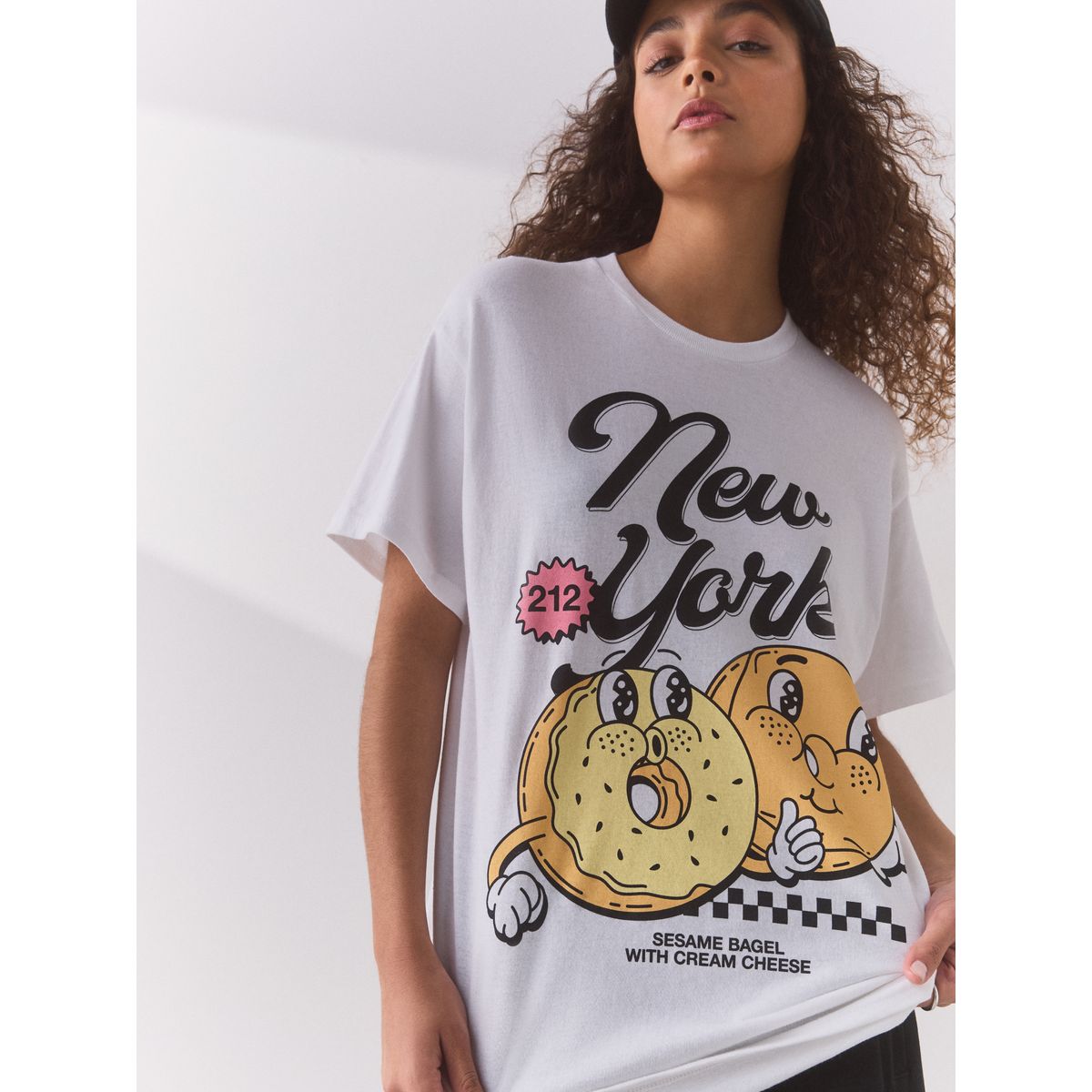 T-shirt blanc à motif new york bagel blanc, NEXT