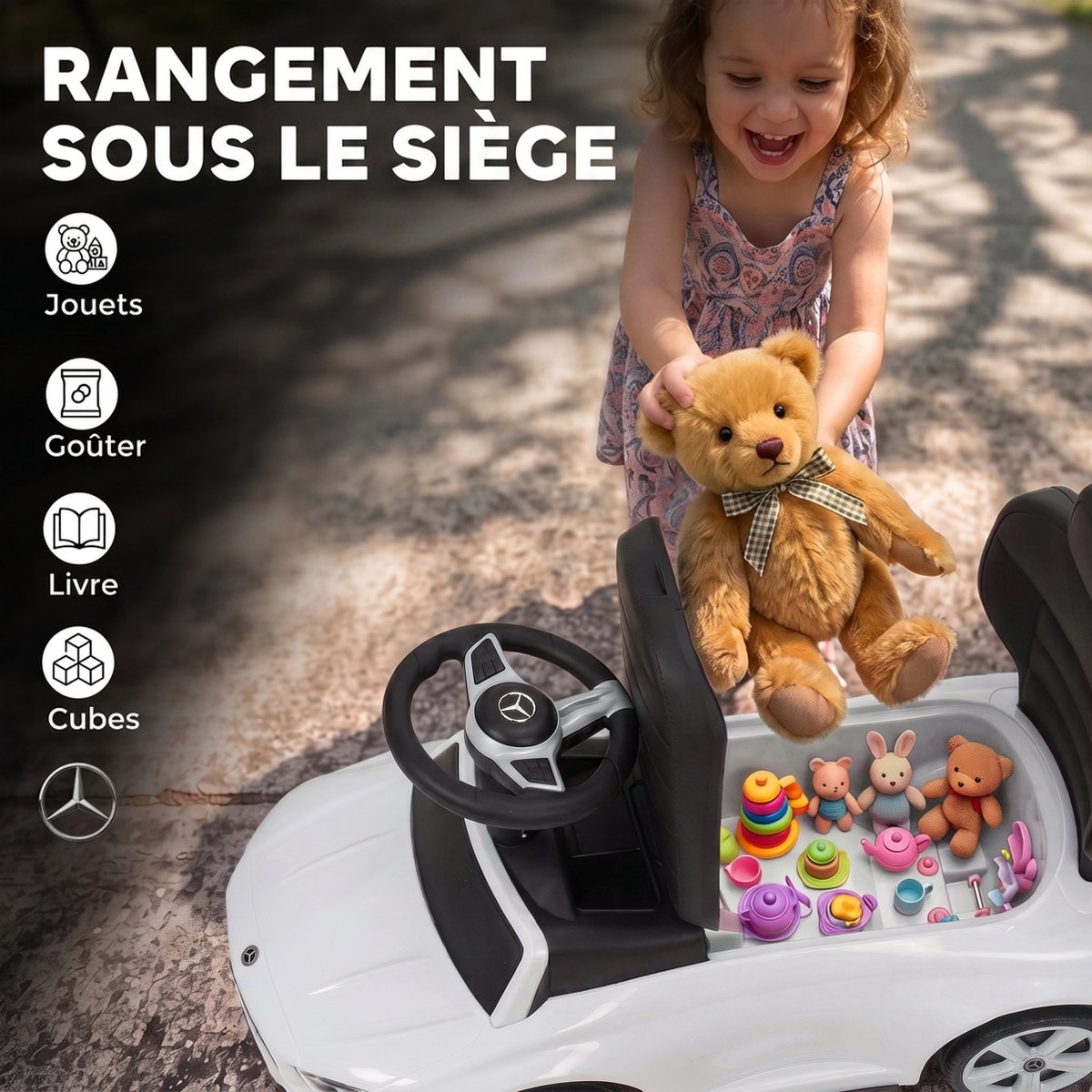 Voiture à glisse à conducteur assis PP Blanc blanc, AIYAPLAY