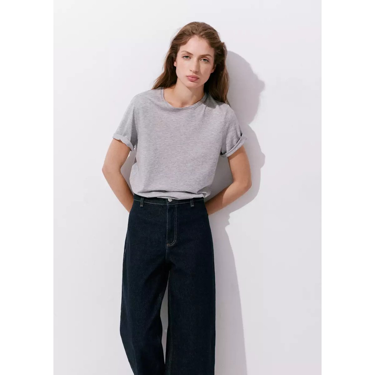 Jean style jupe-culotte Catherin taille haute bleu, MANGO