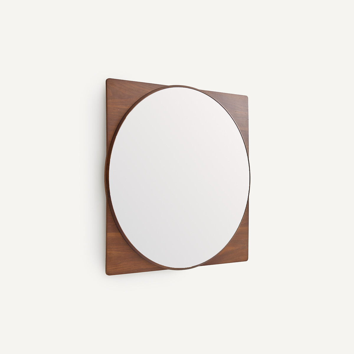 Miroir rond avec encadrement en noyer, hauteur 50 cm, NOTTERI noyer, AM.PM
