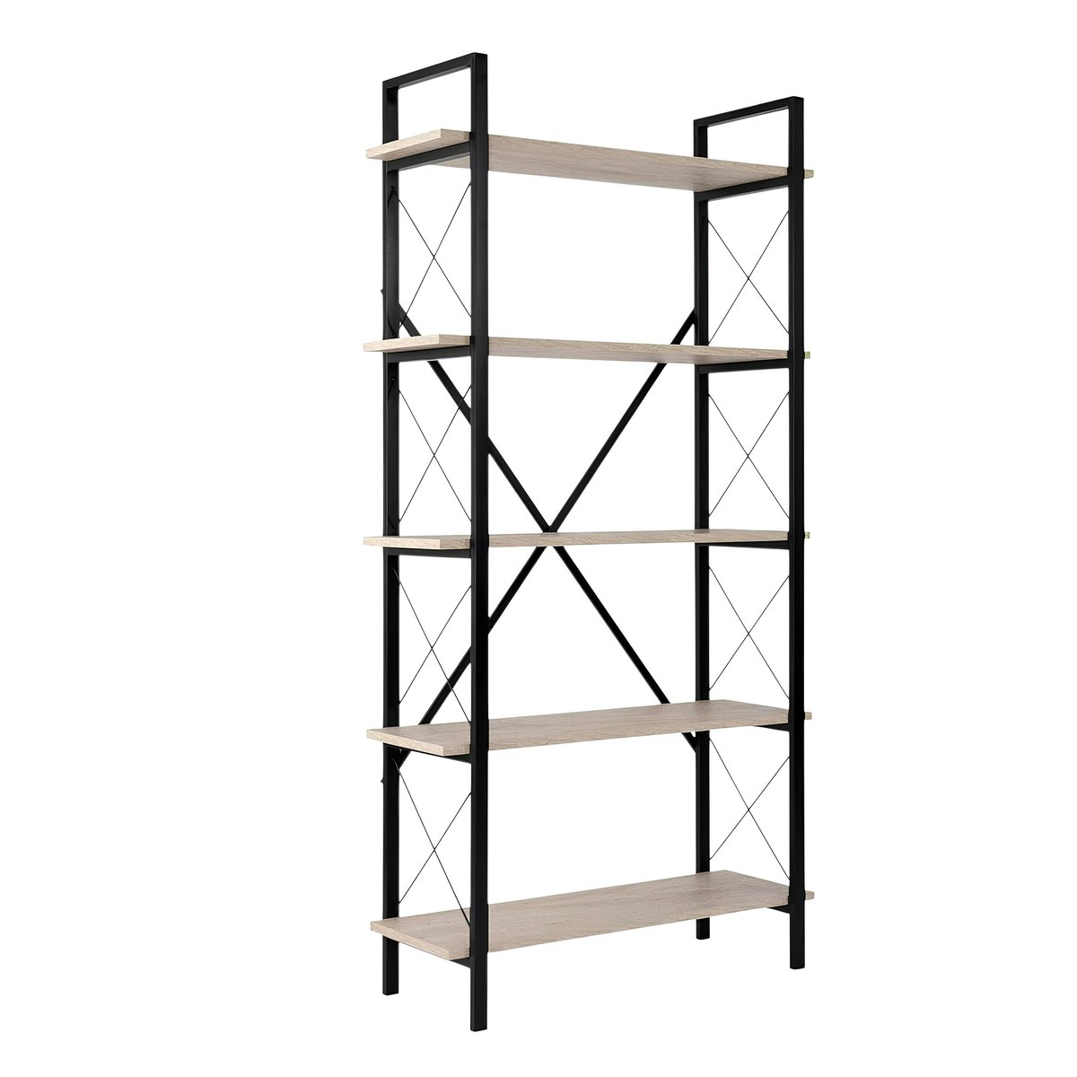 Etagère 5 niveaux avec croisillons métal JENA travertin, PIER IMPORT