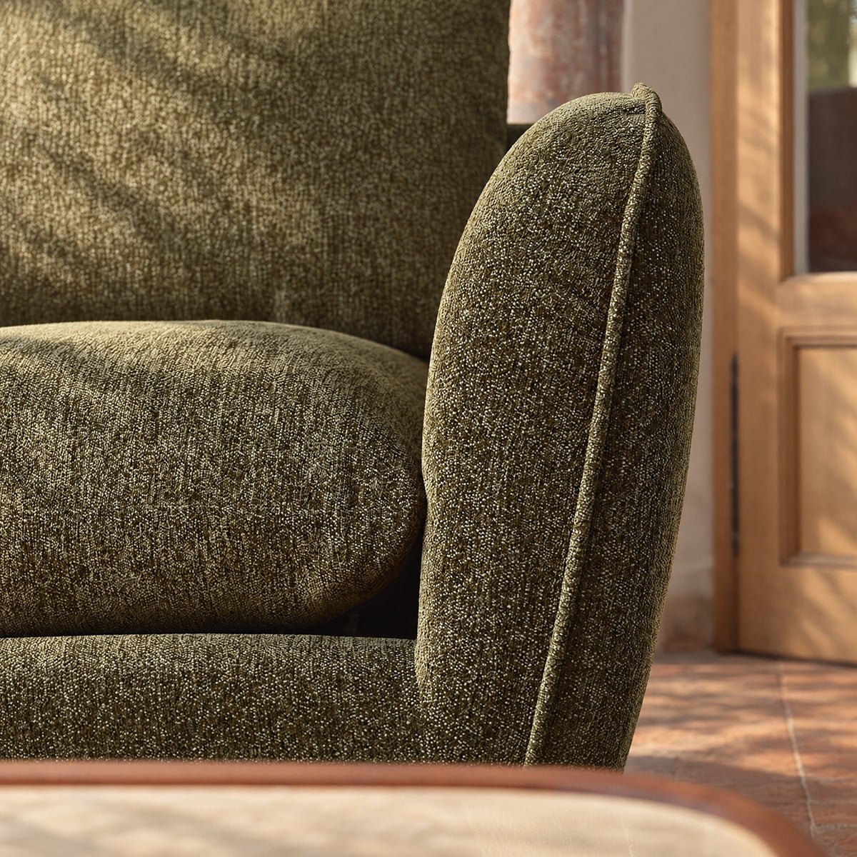 Canapé modulable angle gauche 3 places en chenille chiné LEOPOLD vert, BERAH GETAH